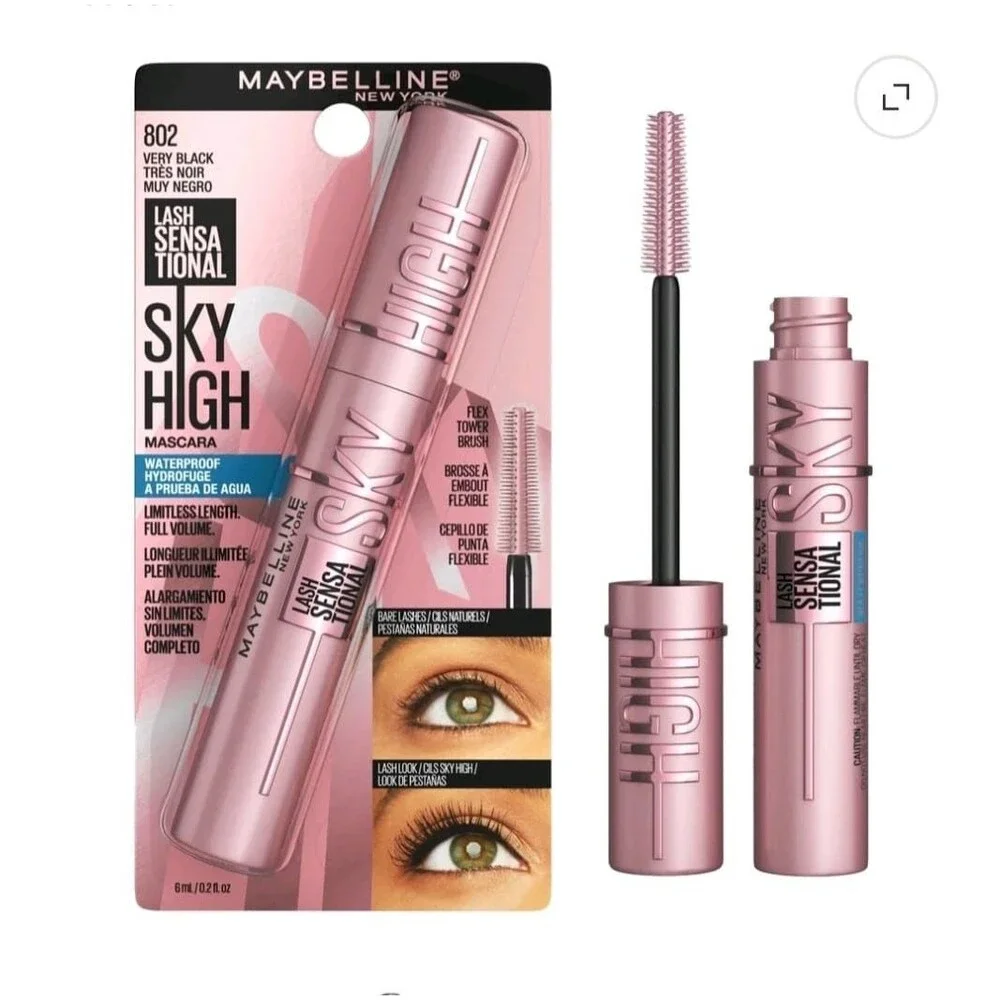 maybelline lash sensational sky high waterproof mascara very black 0.2 fl oz New